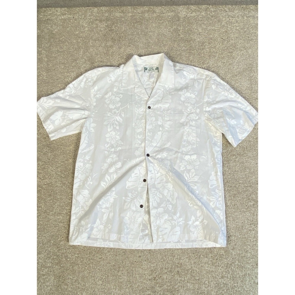 Two Palms Made in Hawaii Men's Lrg 100% Cotton Hawaiian Short Sleeve Shirt
